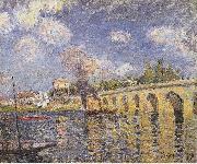 Alfred Sisley River-steamboat and bridge Spain oil painting artist
